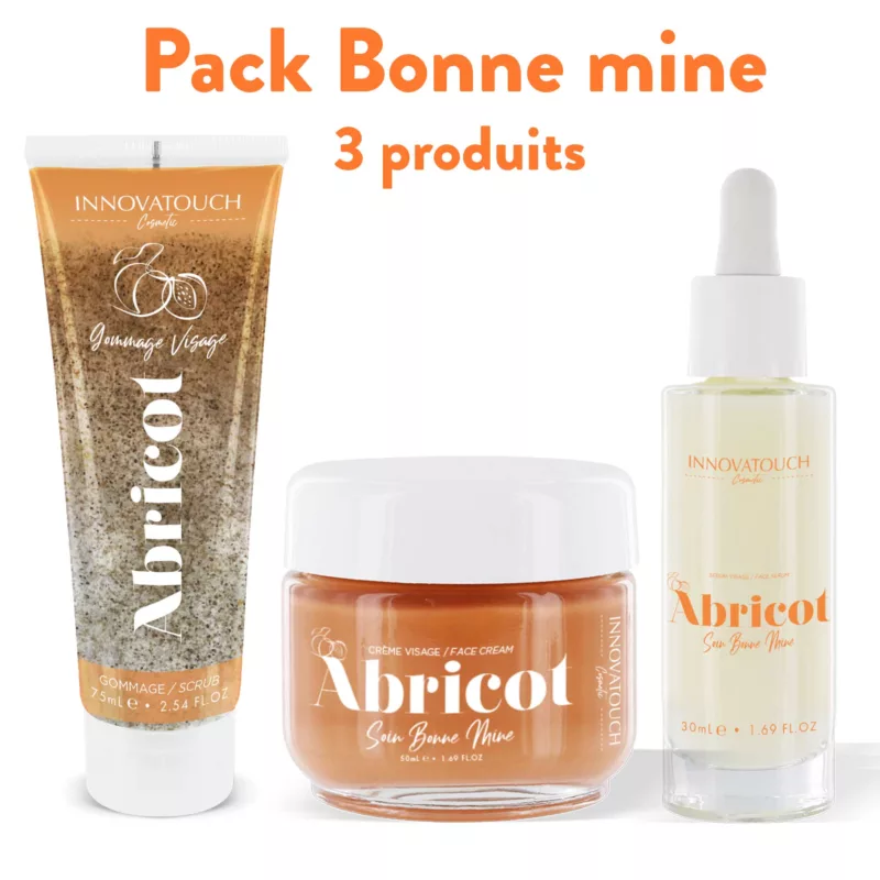Pack trio Abricot soin Bonne mine crème sérum et gommage Innovatouch Cosmetic gamme