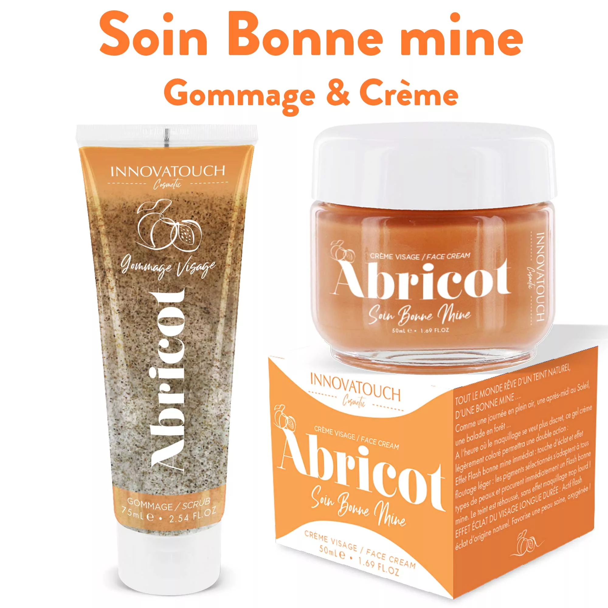 Pack Abricot duo Soin bonne mine crème & Gommage visage Innovatouch Cosmetic
