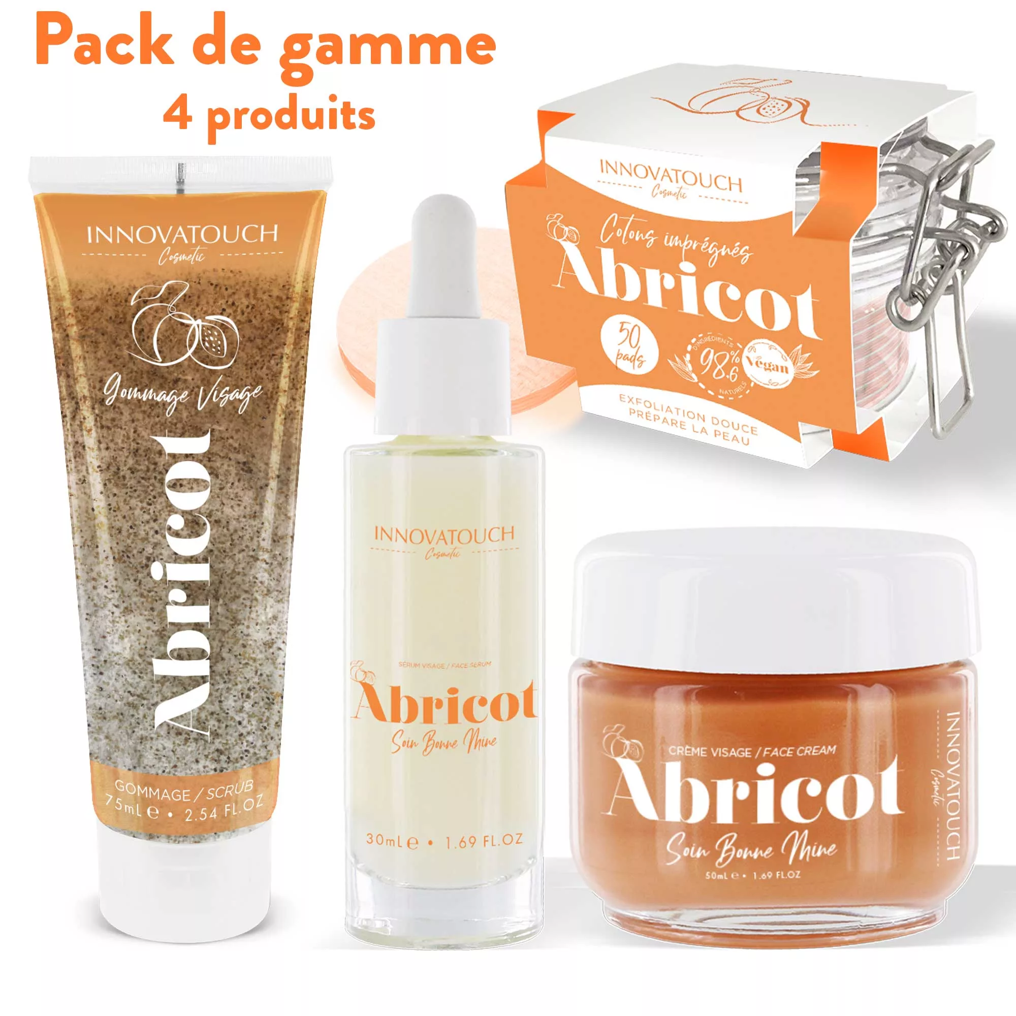 Gamme complète soin bonne mine abricot innovatouch Cosmetic