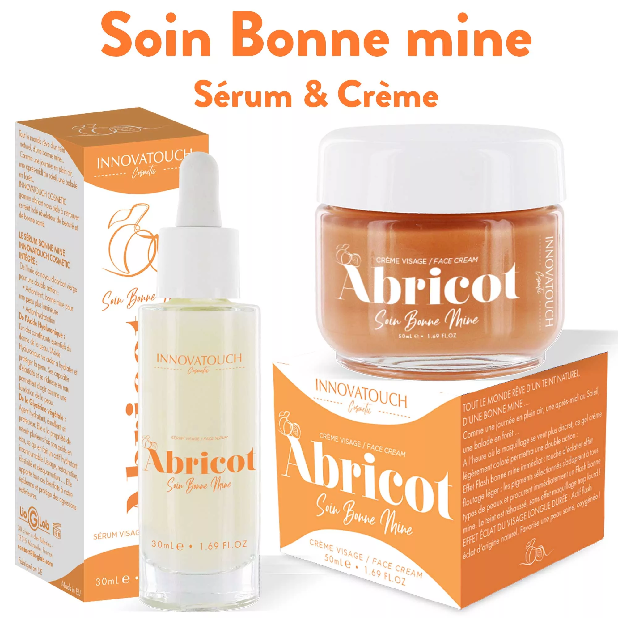 Pack duo Abricot Soin bonne mine crème & sérum visage Innovatouch Cosmetic